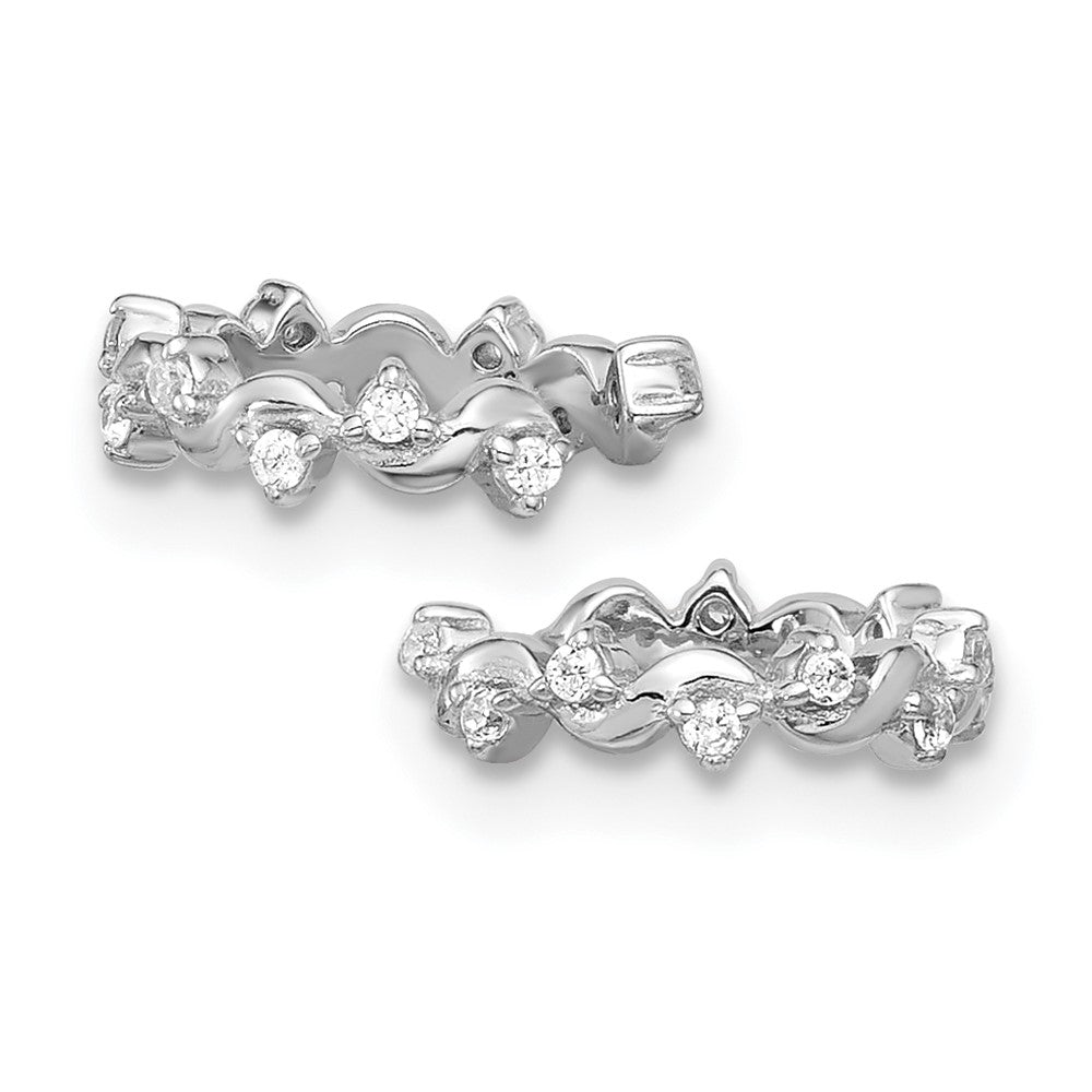Rhodium-plated Sterling Silver CZ Pair of 2 Ear Cuffs