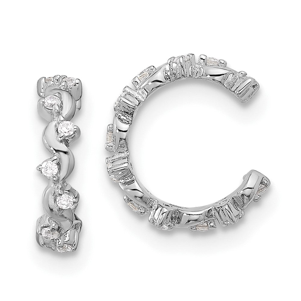 Rhodium-plated Sterling Silver CZ Pair of 2 Ear Cuffs