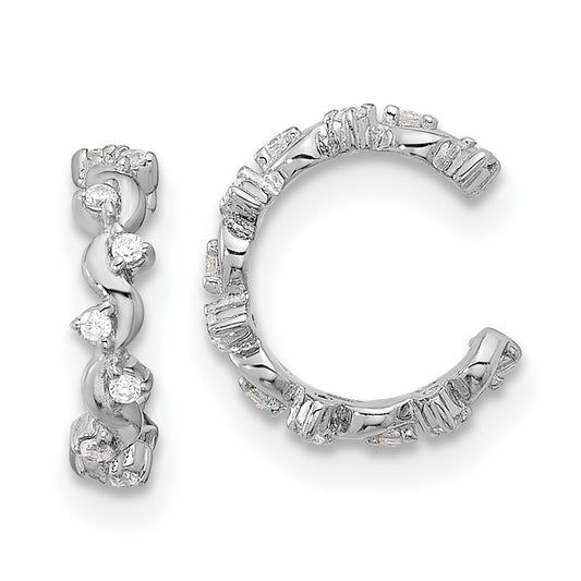 Rhodium-plated Sterling Silver CZ Pair of 2 Ear Cuffs