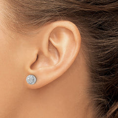 Rhodium-plated Sterling Silver Cluster Pave CZ Post Earrings