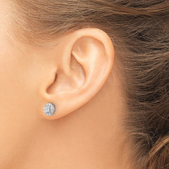 Sterling Silver Polished CZ Halo Post Earrings