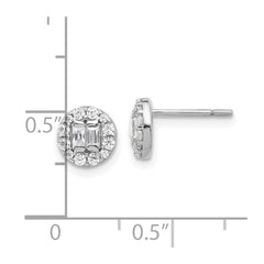 Sterling Silver Polished CZ Halo Post Earrings