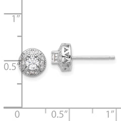Rhodium-plated Sterling Silver CZ Round Post Earrings