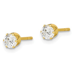 Yellow Gold-plated Sterling Silver 4mm CZ Post Stud Earrings