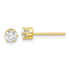Yellow Gold-plated Sterling Silver 4mm CZ Post Stud Earrings