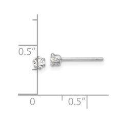 Rhodium-plated Sterling Silver 3mm CZ Post Stud Earrings