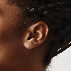 Rhodium-plated Sterling Silver 4mm CZ Post Earrings