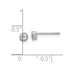 Rhodium-plated Sterling Silver 4mm CZ Post Earrings
