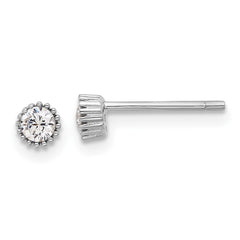 Rhodium-plated Sterling Silver 4mm CZ Post Earrings