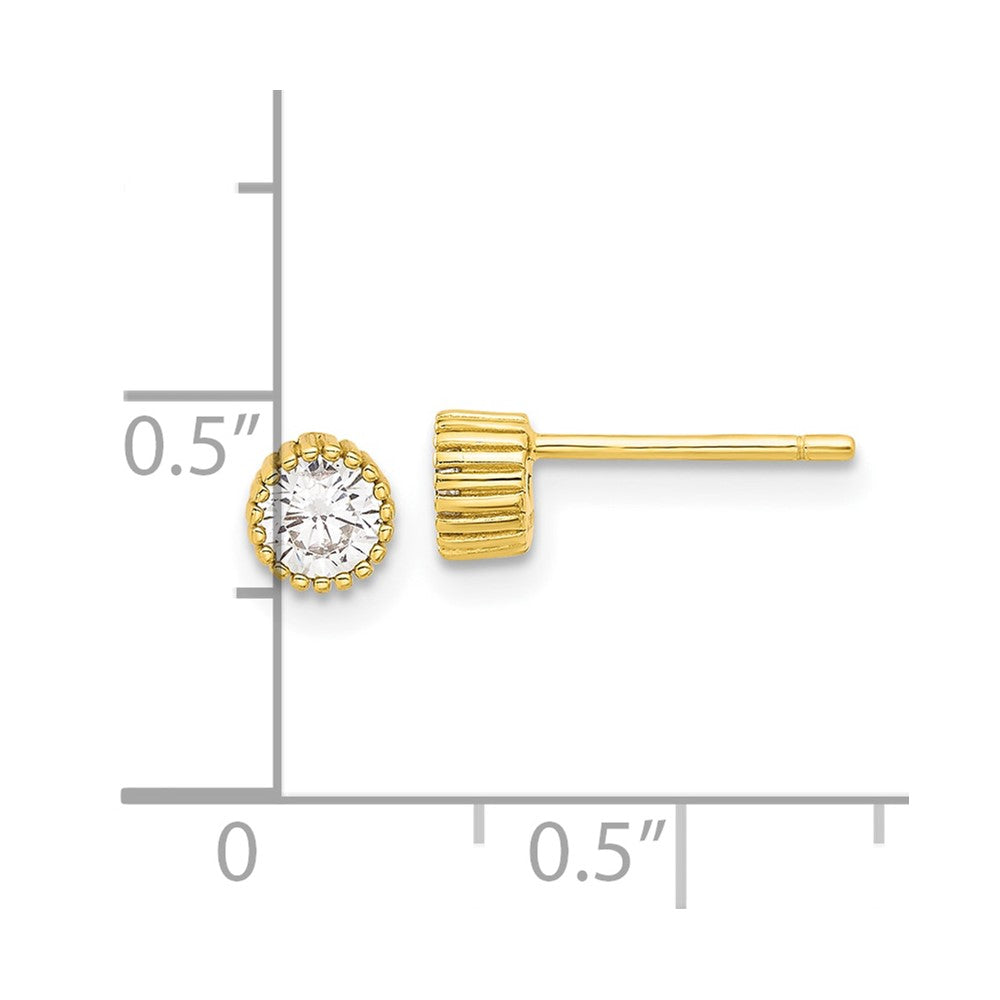 Yellow Gold-plated Sterling Silver 5mm CZ Post Earrings