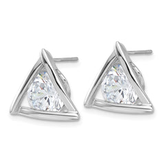 Sterling Silver Triangle CZ Post Earrings