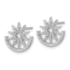 Rhodium-plated Sterling Silver Fancy CZ Star Post Earrings