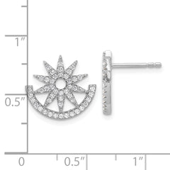 Rhodium-plated Sterling Silver Fancy CZ Star Post Earrings