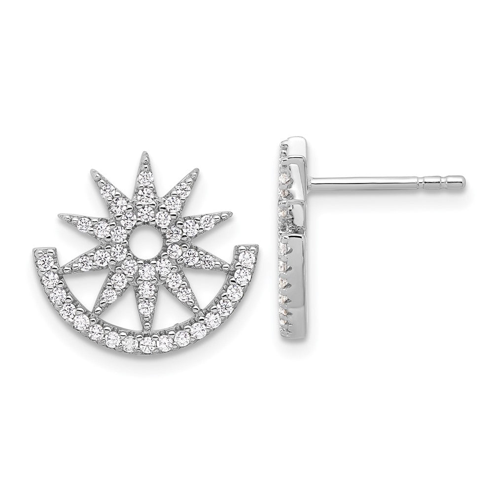 Rhodium-plated Sterling Silver Fancy CZ Star Post Earrings