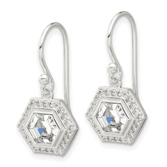 Sterling Silver E-coated with CZ Shepherd Hook Dangle Earrings
