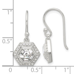 Sterling Silver E-coated with CZ Shepherd Hook Dangle Earrings