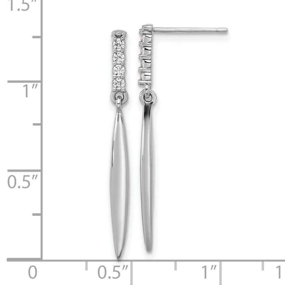 Rhodium-plated Sterling Silver Polished CZ Post Dangle Earrings