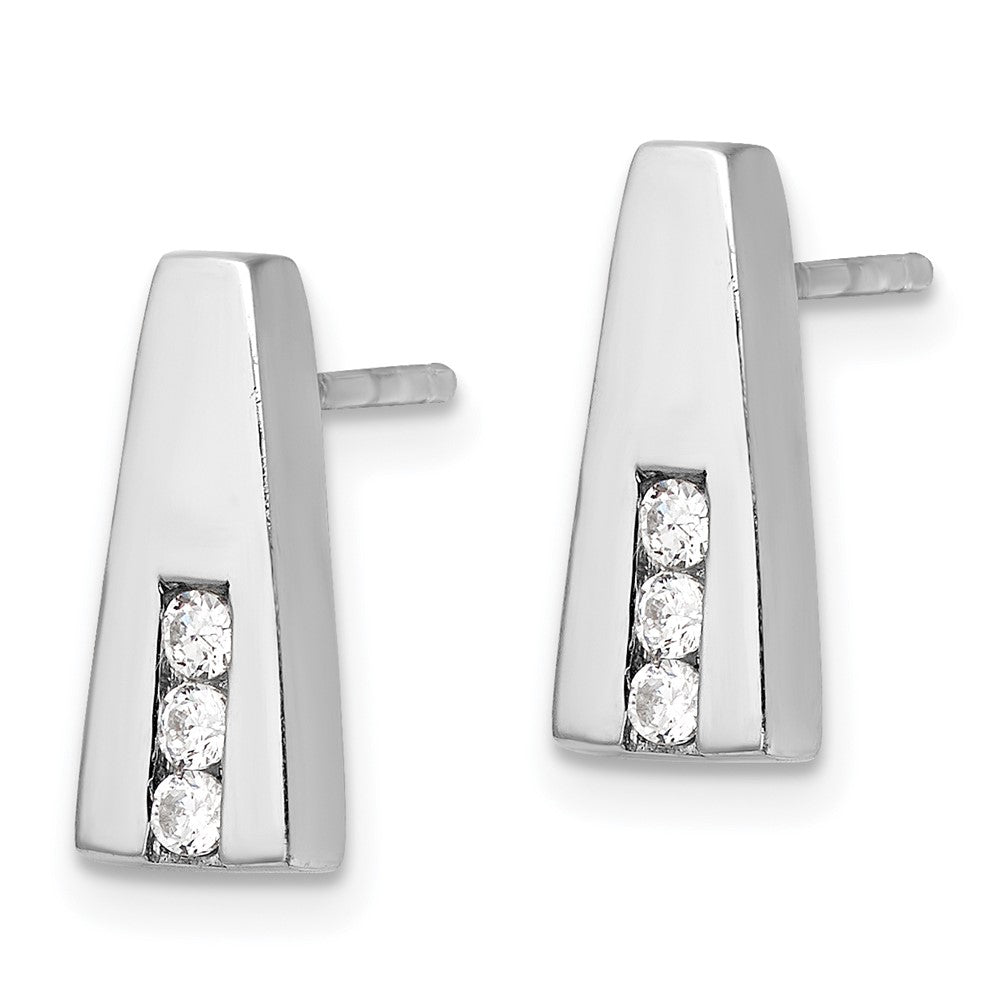 Rhodium-plated Sterling Silver CZ Post Earrings