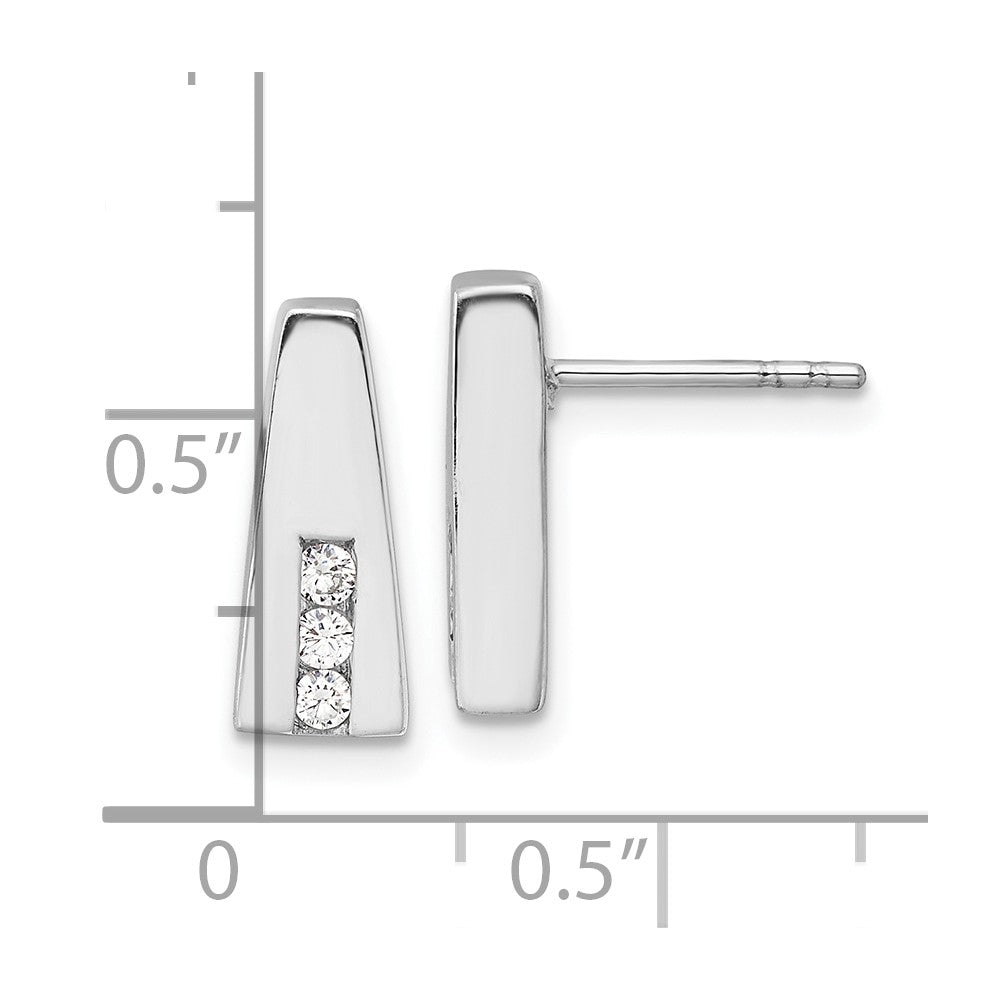 Rhodium-plated Sterling Silver CZ Post Earrings