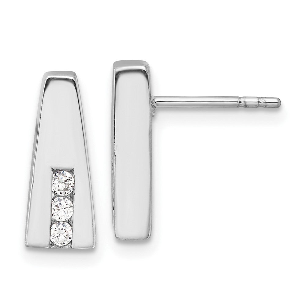 Rhodium-plated Sterling Silver CZ Post Earrings