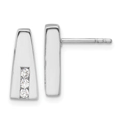 Rhodium-plated Sterling Silver CZ Post Earrings