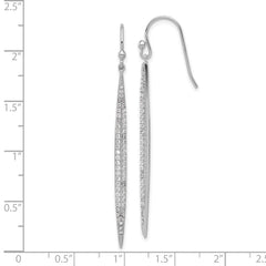 Rhodium-plated Sterling Silver CZ Shepherd Hook Dangle Earrings