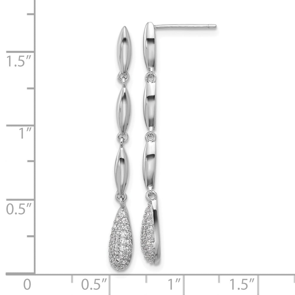Rhodium-plated Sterling Silver Polished CZ Post Dangle Earrings