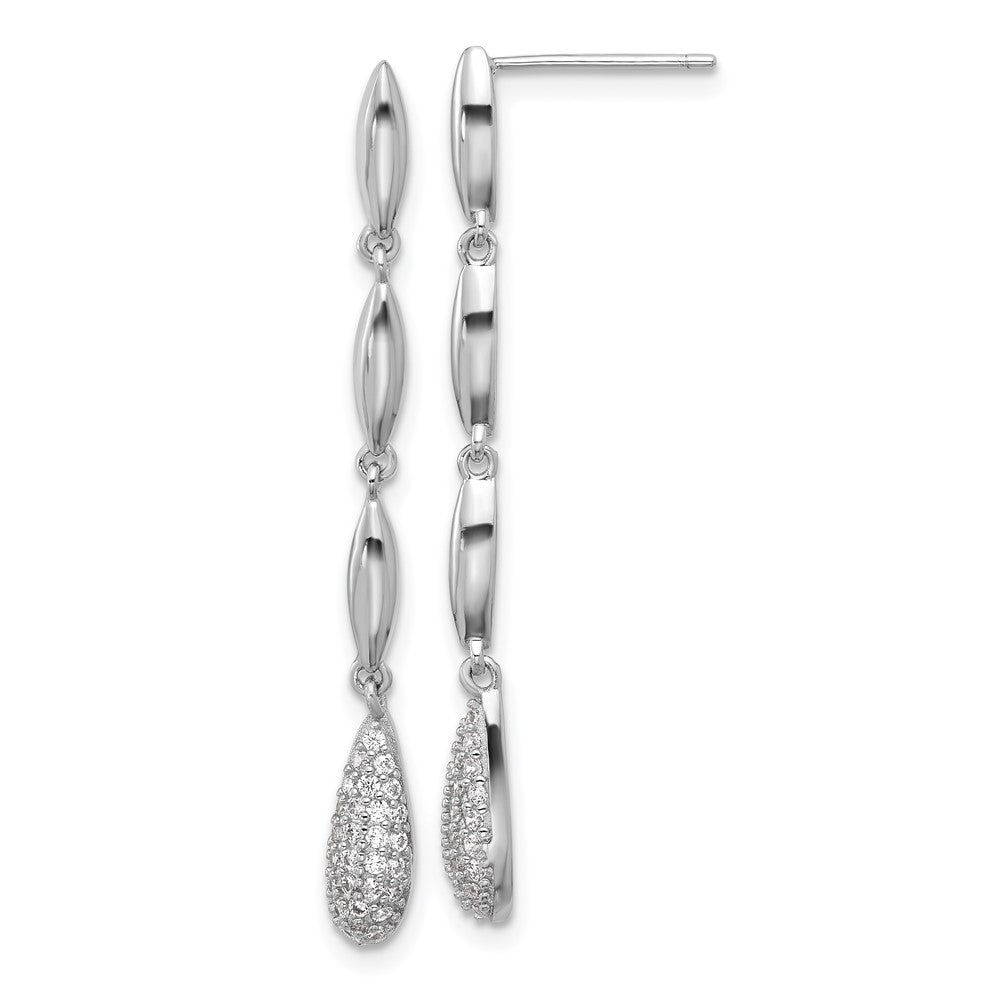 Rhodium-plated Sterling Silver Polished CZ Post Dangle Earrings