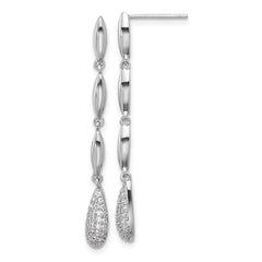 Rhodium-plated Sterling Silver Polished CZ Post Dangle Earrings