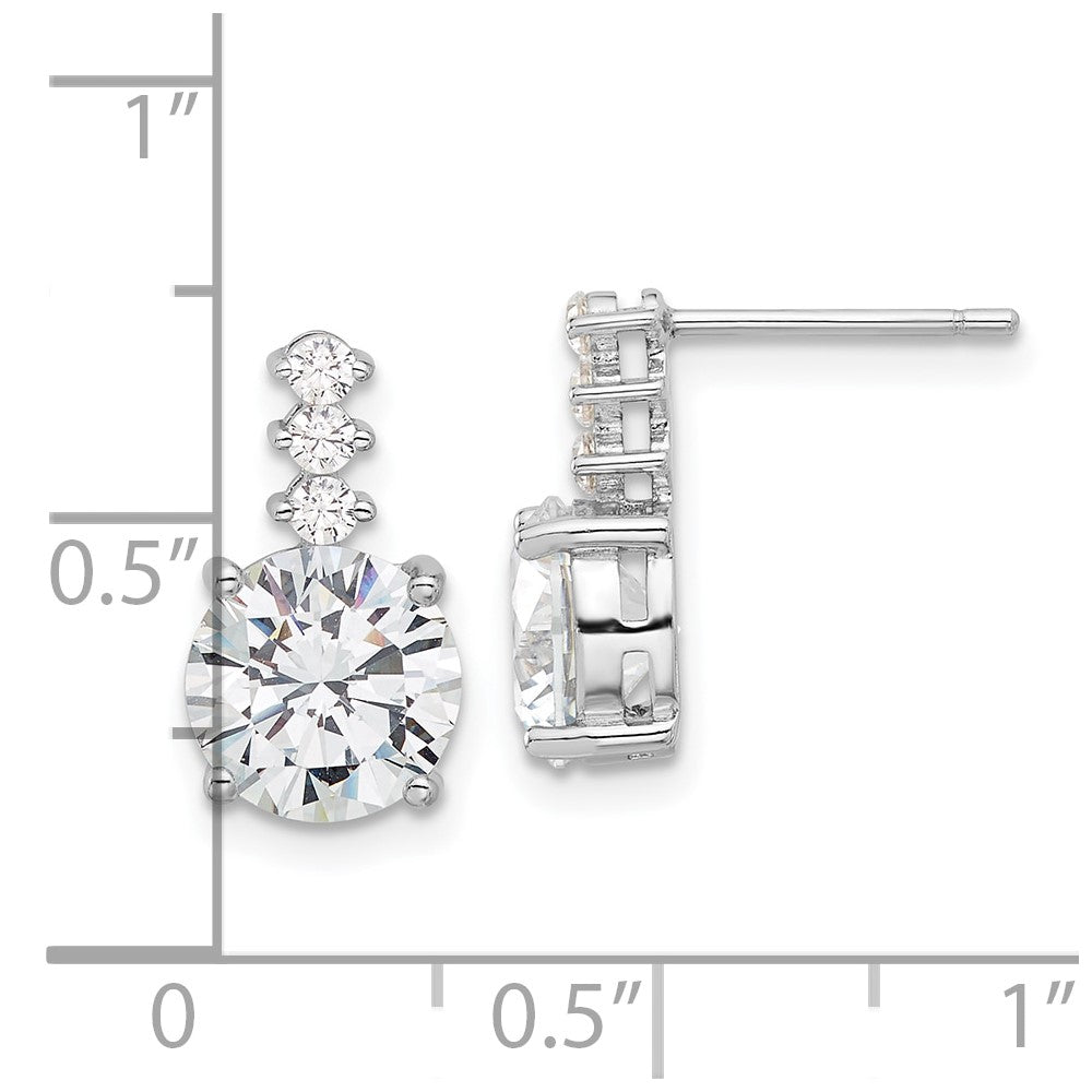 Rhodium-plated Sterling Silver CZ Post Earrings