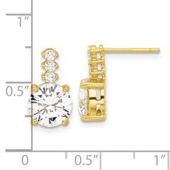 Yellow Gold-plated Sterling Silver CZ Post Earrings