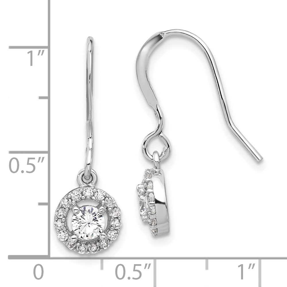 Sterling Silver Halo CZ Dangle Earrings