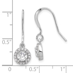 Sterling Silver Halo CZ Dangle Earrings