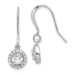 Sterling Silver Halo CZ Dangle Earrings