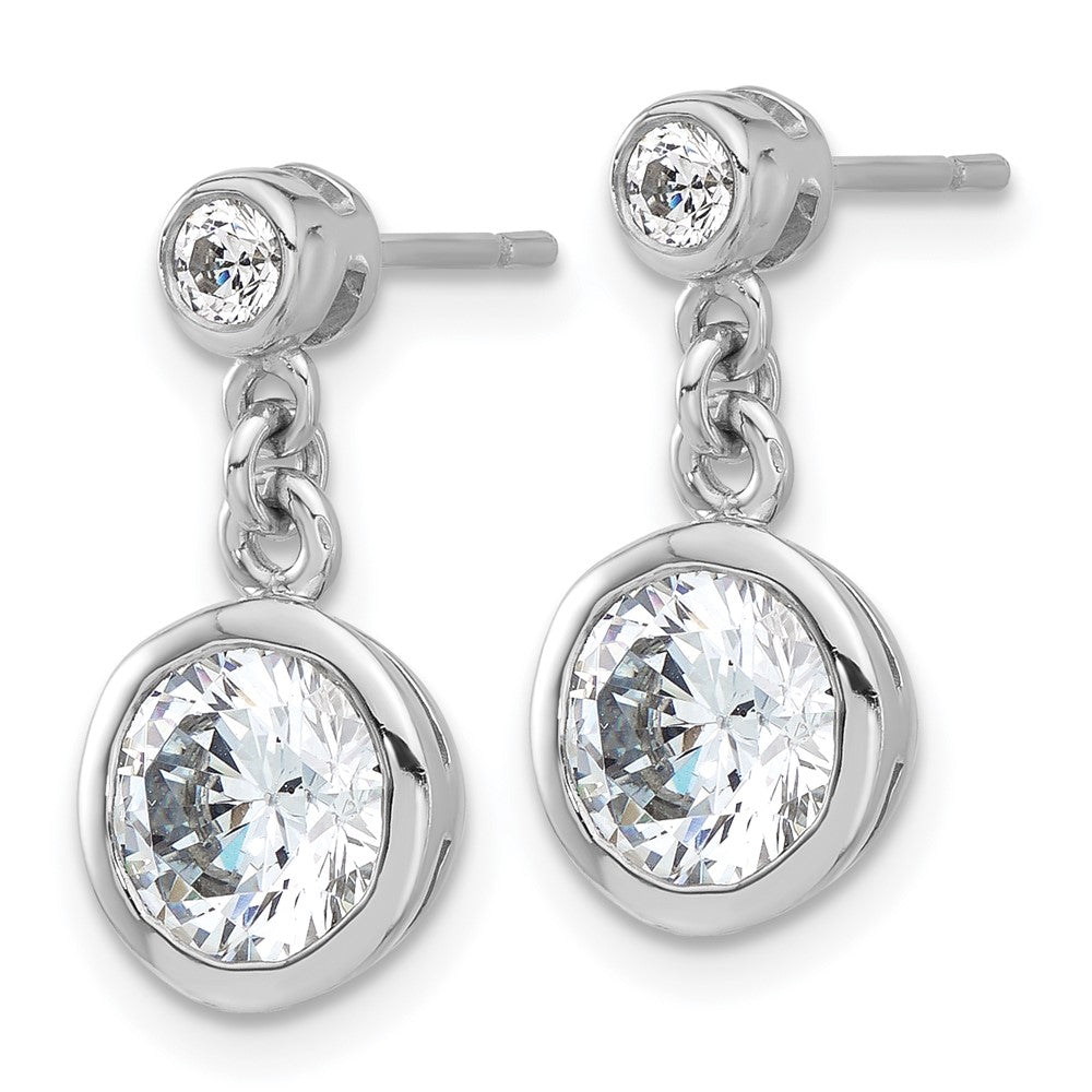 Sterling Silver CZ Bezel Dangle Post Earrings