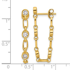 Yellow Gold-plated Sterling Silver Bezel CZ Post Dangle Earrings