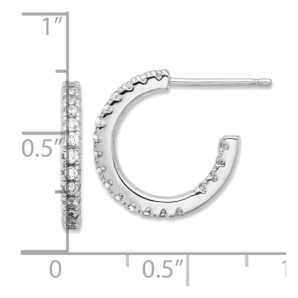 Rhodium-plated Sterling Silver CZ In Out Hoop Post Earrings
