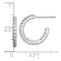 Rhodium-plated Sterling Silver CZ In Out Hoop Post Earrings