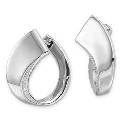 Rhodium-plated Sterling Silver Polished Fancy CZ Hoop Earrings