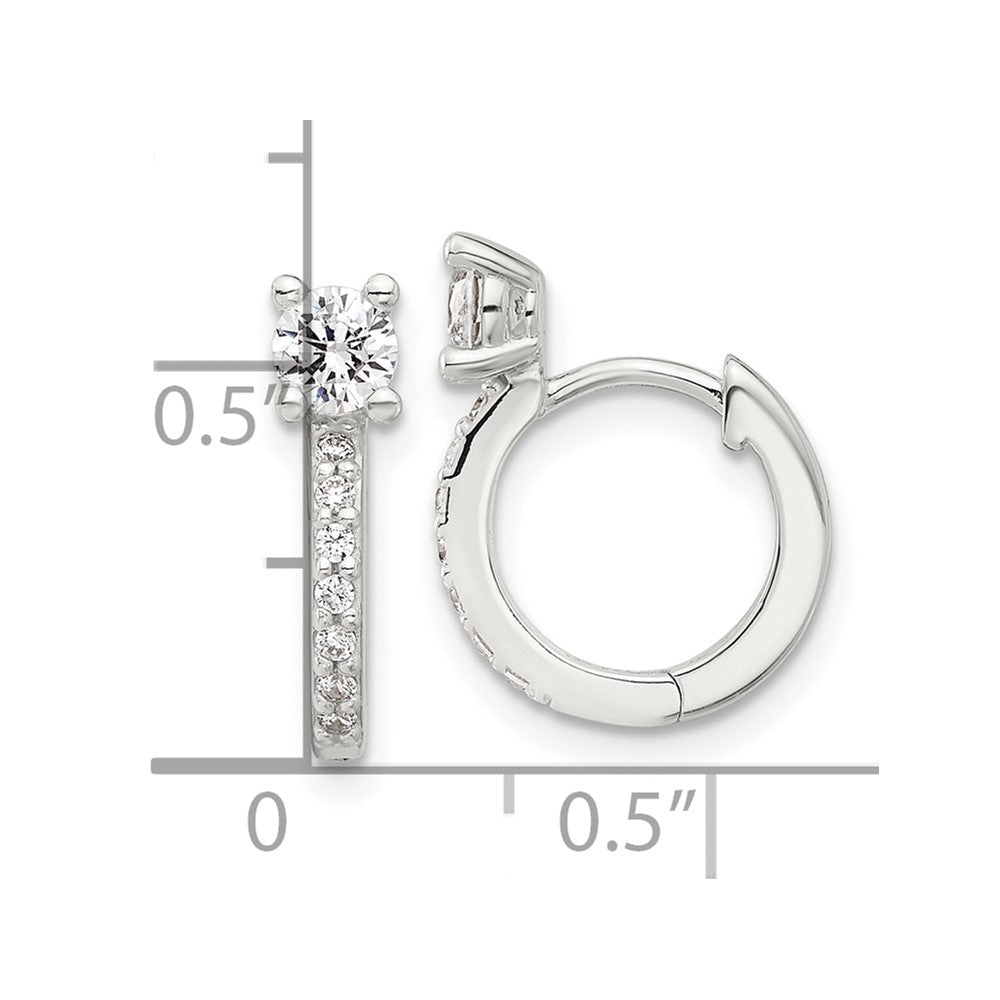 Sterling Silver E-coated CZ Hinged Hoop Earrings