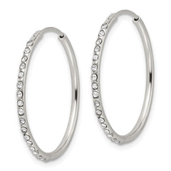 Sterling Silver Polished CZ Medium Round Endless Hoop Earrings