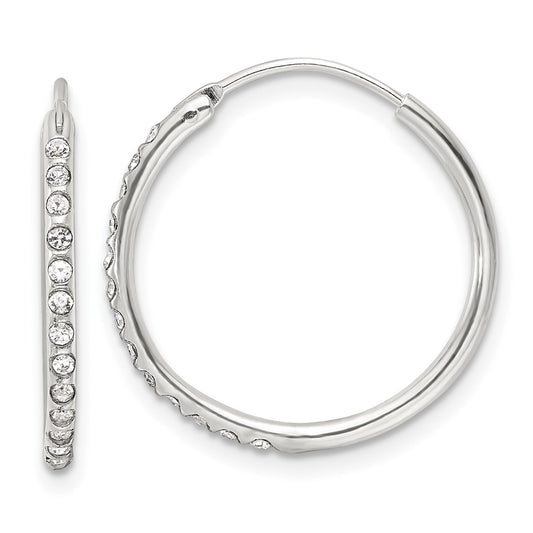 Sterling Silver Polished CZ Small Round Endless Hoop Earrings