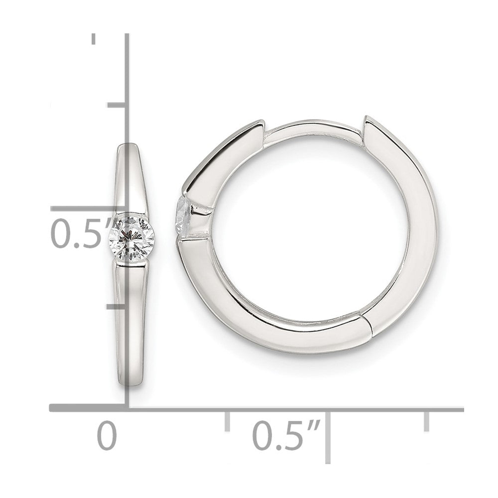 Sterling Silver E-Coating CZ Hinged Hoop Earrings