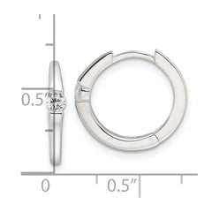 Sterling Silver E-Coating CZ Hinged Hoop Earrings