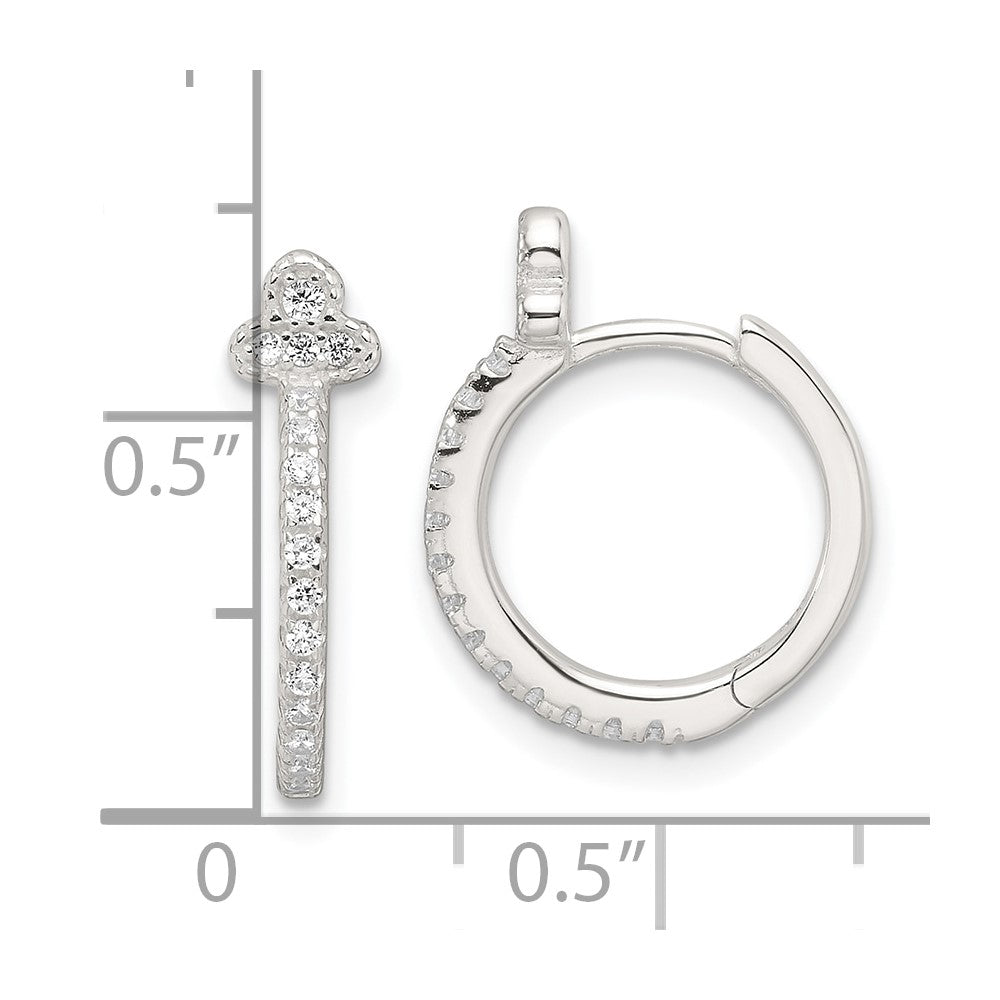 Sterling Silver E-Coating Fancy CZ Hinged Hoop Earrings
