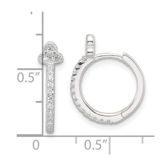 Sterling Silver E-Coating Fancy CZ Hinged Hoop Earrings