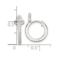 Sterling Silver E-coated CZ Hinged Hoop Earrings