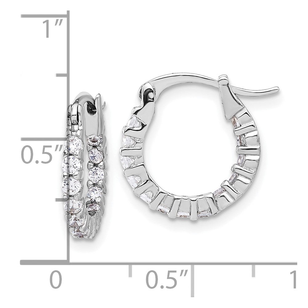 Rhodium-plated Sterling Silver 2mm CZ In Out Hoop Earrings