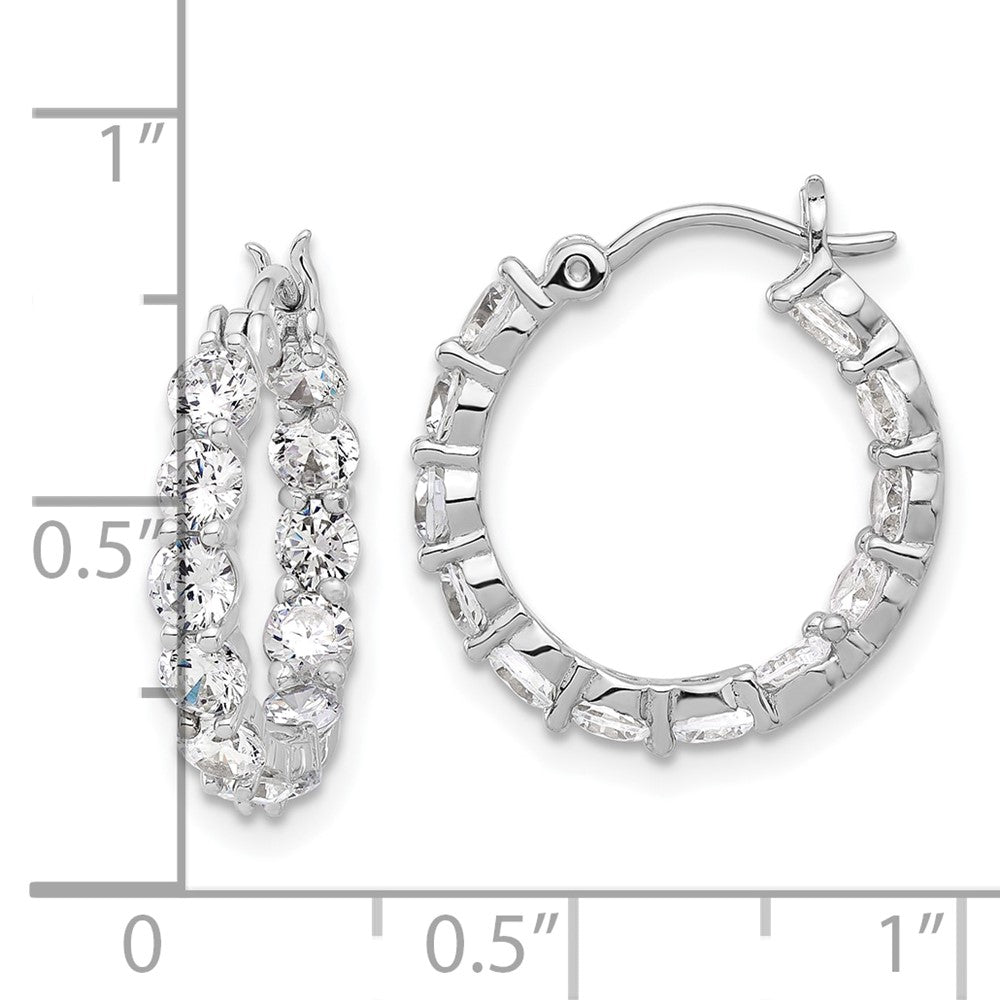 Rhodium-plated Sterling Silver In and Out CZ Hoop Earrings