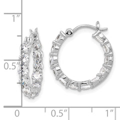 Rhodium-plated Sterling Silver In and Out CZ Hoop Earrings